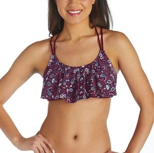 ARIZONA Paisley Flounce swim top - Wine